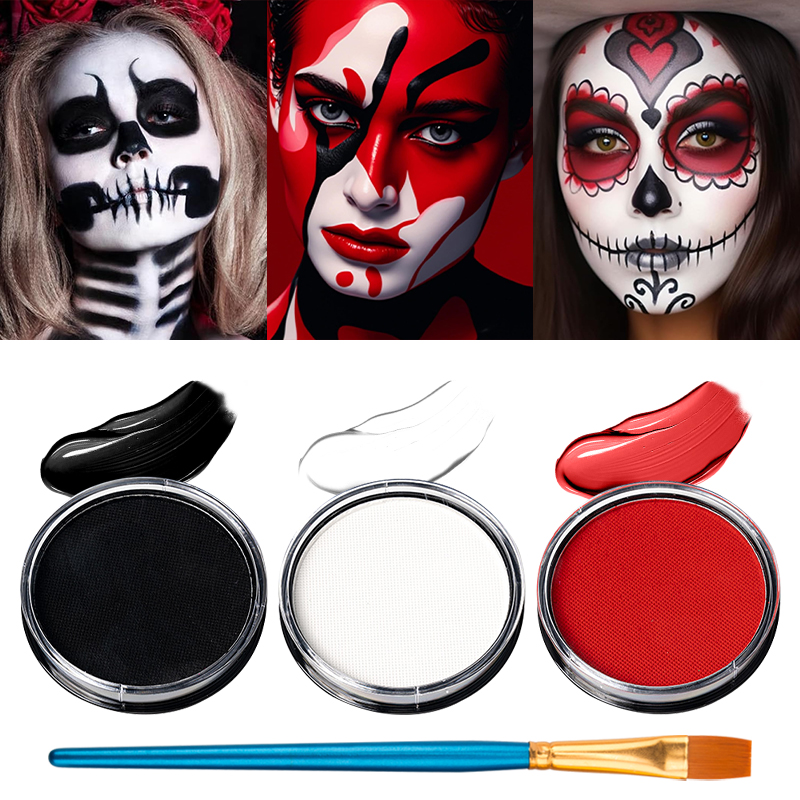 Cosplay Prop Paint - 3개입 블랙 화이트 레드 수성 페이스